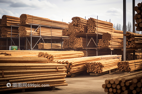 木材加工厂的原木